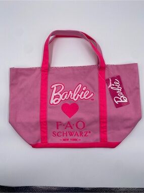 Mattel Barbie Pink Canvas Tote limited from FAO Schwartz NWT